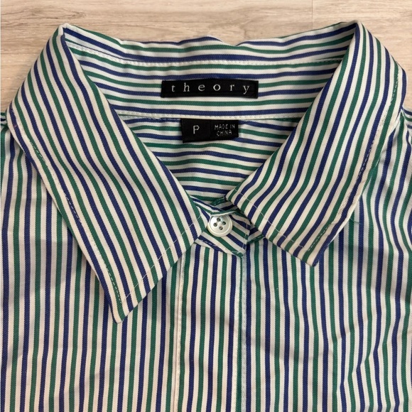 Theory Classic Striped Button-Down Shirt - Picture 3 of 7